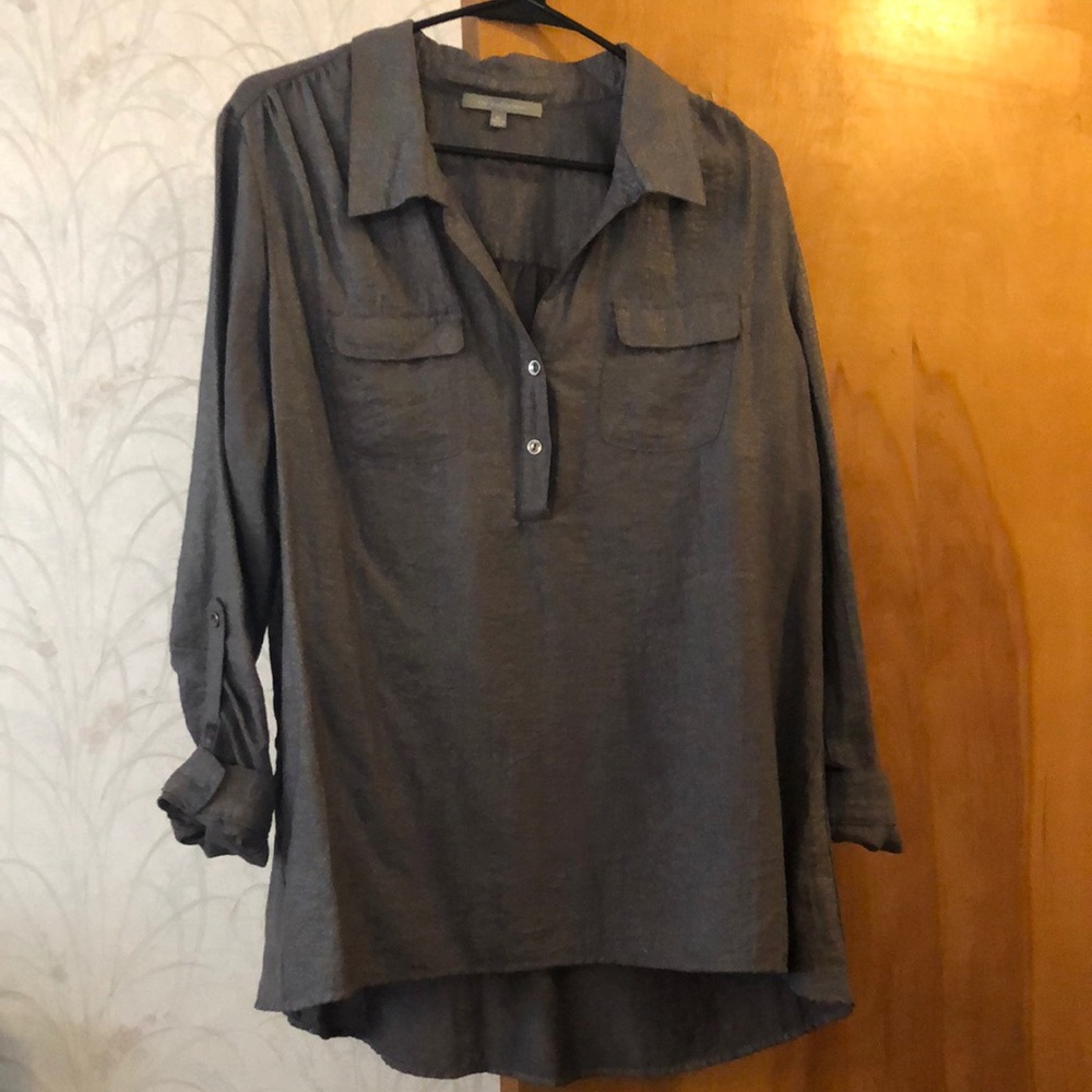 NY Collection Silver Blouse-sparkly and classy. Barely worn. EUC.